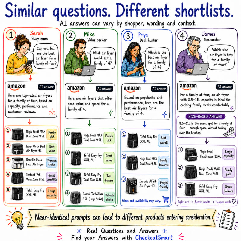 CheckoutSmart Similar questions air fryers May 2026